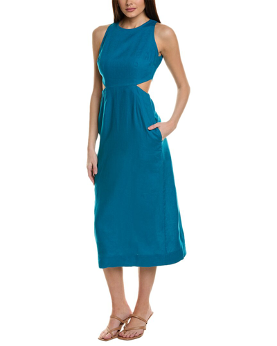Boden Cutout Linen Midi Dress In Blue