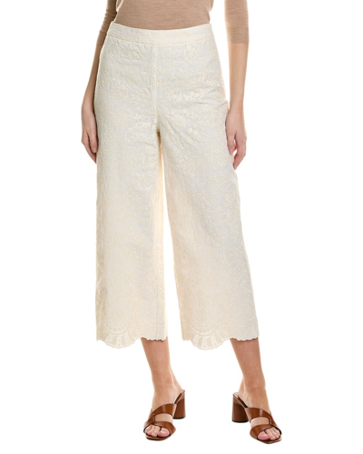 Boden Embroidered Wide Leg Trouser In White