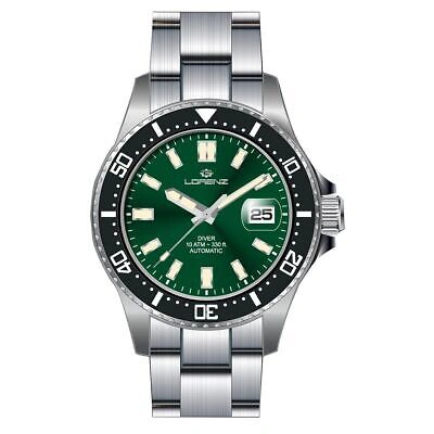 Pre-owned Lorenz Mens Automatic Wristwatch 28185dd Stainless Steel Green Sub 100mt