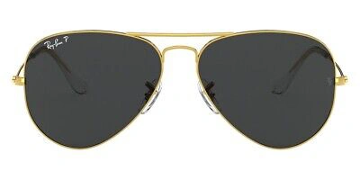 Pre-owned Ray Ban Ray-ban 0rb3025 Sunglasses Unisex Gold Aviator 55mm & Authentic In Black
