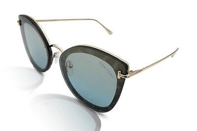 Pre-owned Tom Ford Ft0657 Charlotte Women's Sunglasses 55x Coloured Havana/blue