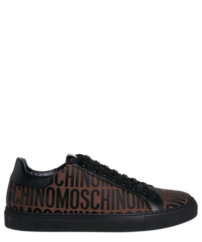Pre-owned Moschino Sneakers Men Logo Mm15012g1i10130a Brown - Black Shoes Trainers