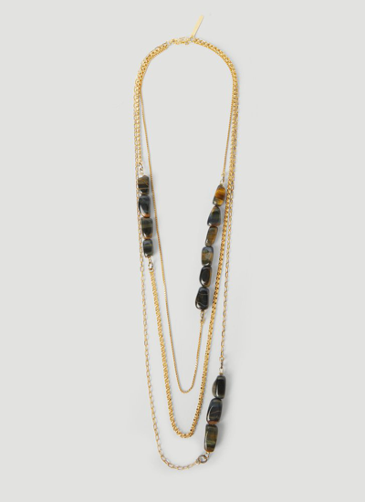 Dries Van Noten Polished Beaded Necklace In Gold