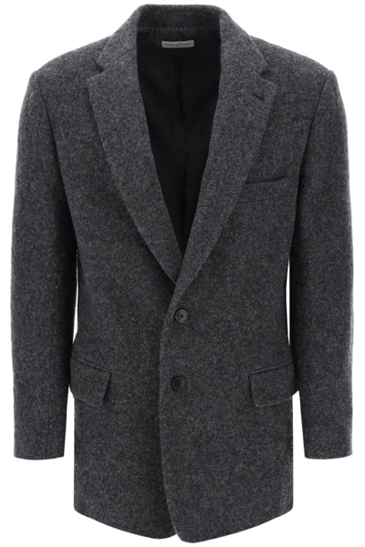 Dries Van Noten Single Breasted Tailored Blazer In Grey