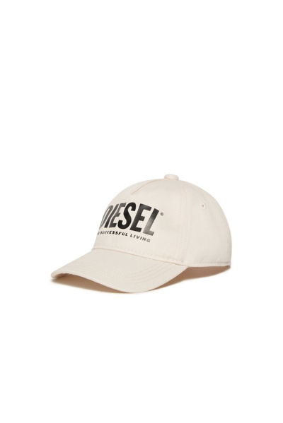 Diesel Kids Ftallib Logo Printed Baseball Cap In White