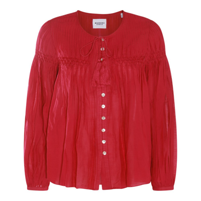 Isabel Marant Étoile Pleat Detailed Buttoned Blouse In Pink
