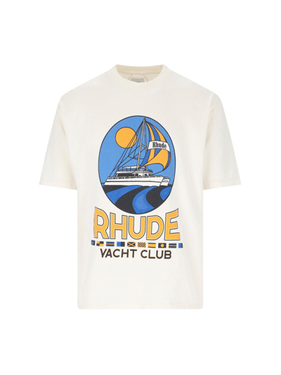 Rhude Logo Print T-shirt In White