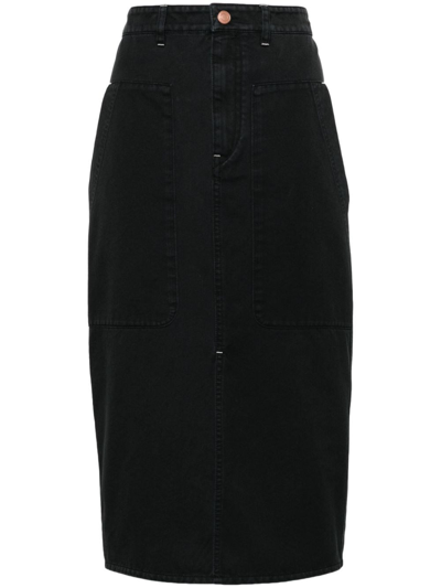 Marant Etoile Pencil Twill Midi Skirt In Black  