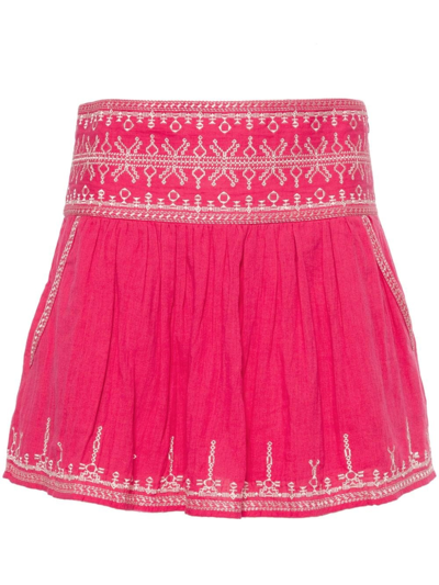 Marant Etoile Cotton Miniskirt In Red