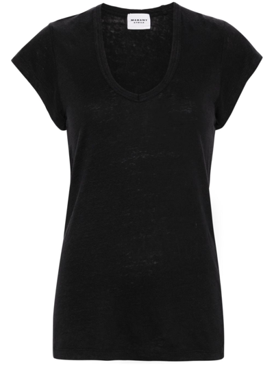 Marant Etoile Zankou Linen T-shirt In Black  