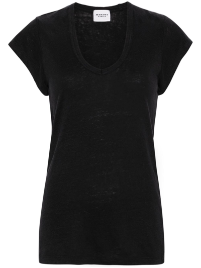 Marant Etoile Zankou Linen T-shirt In Black