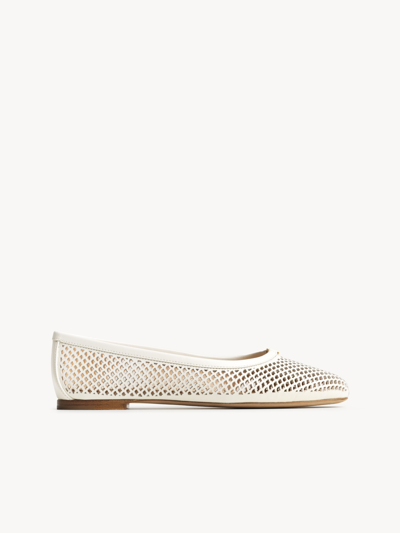 Chloé Off-white Marcie Ballerina Flats In 122 Eggshell