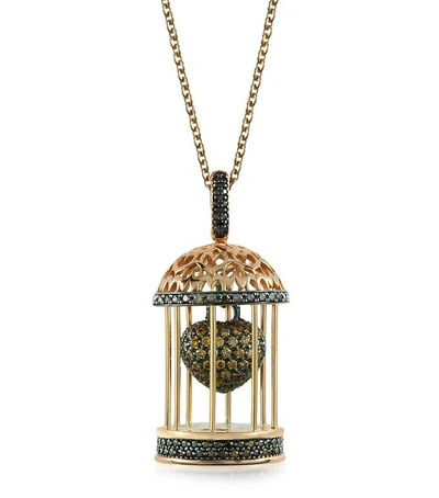 Gucci Necklaces Gabbietta Silver And Zircon Cage Pendant Necklace In Doré