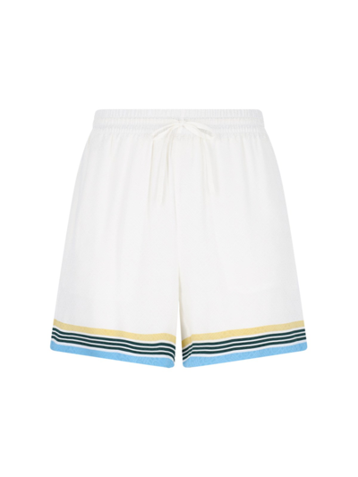 Casablanca Casa Way Printed Silk Shorts In White