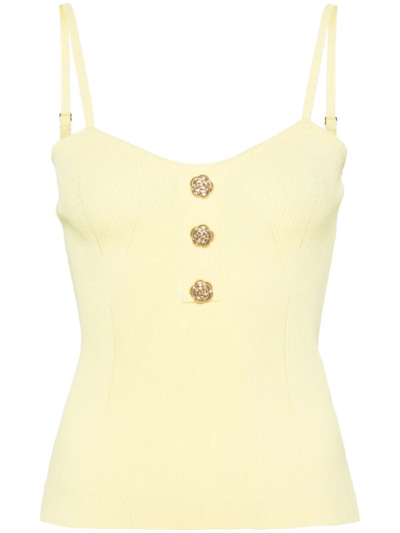 Blugirl Sweetheart-neck Fine-ribbed Top In Yellow