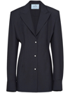 Prada Single-breasted Mohair Shirt Jacket In Gray
