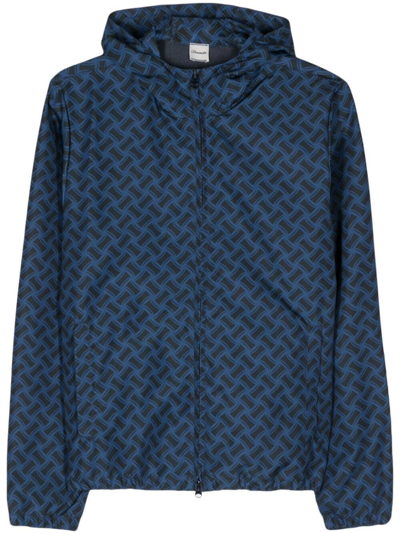 Drumohr Hooded Sports Jacket In Blue