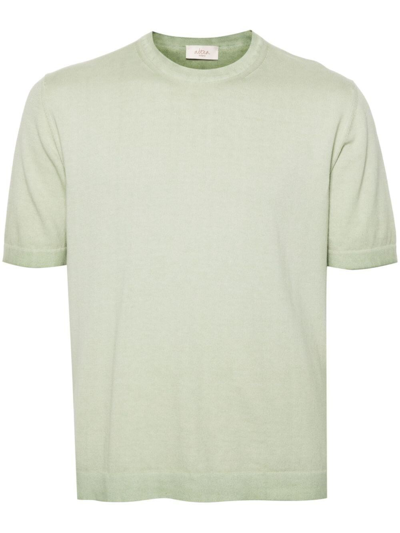 Altea Knitted Cotton T-shirt In Green