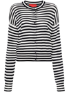 WILD CASHMERE STRIPED CREW-NECK CARDIGAN