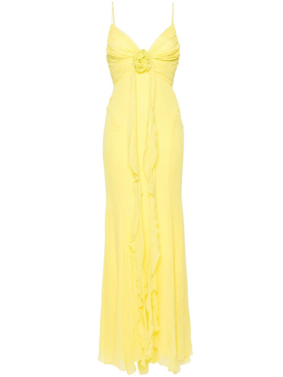 Blumarine Long Dress In Yellow