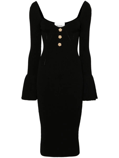 Blugirl Sweetheart-neck Ribbed Midi Dress In Black  