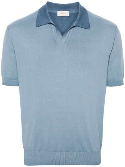 Altea Fine-knit Cotton Polo Shirt In Blue