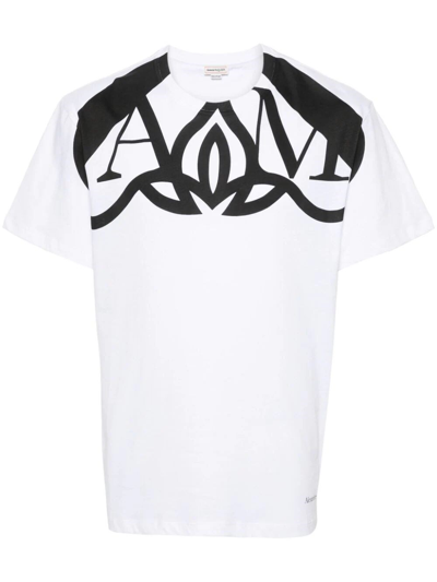 Alexander Mcqueen Seal Harness Cotton T-shirt In White
