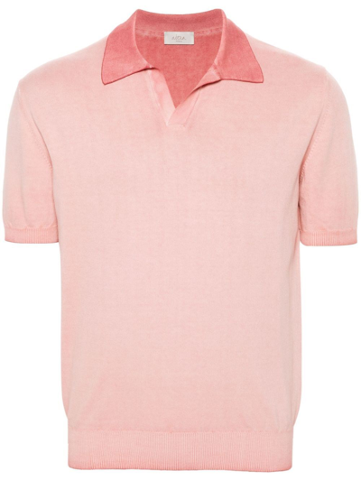 Altea Fine-knit Cotton Polo Shirt In Pink