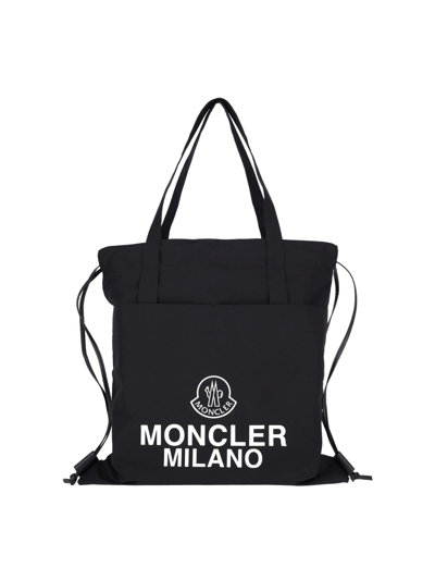 Moncler Logo Tote Bag In Black