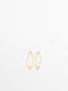 Massimo Dutti Textured Asymmetric Hoop Earrings In Golden