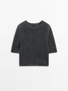 MASSIMO DUTTI SHORT SLEEVE SWEATER WITH SHIMMERY DETAIL