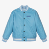 Palm Angels Logo-patch Bomber Jacket In Blue