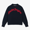 PALM ANGELS GIRLS NAVY BLUE KNITTED SWEATER