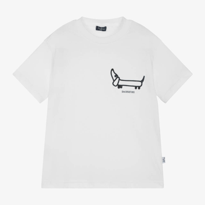 Il Gufo White Cotton Embroidered Dog T-shirt