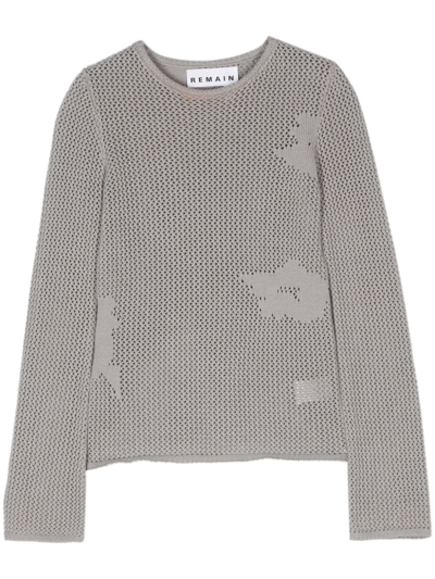Remain Heva Crochet-knit Jumper In Grey