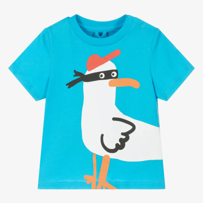 Stella Mccartney Babies'  Kids Boys Blue Organic Cotton Seagull T-shirt