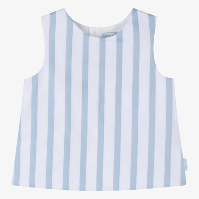 Tutto Piccolo Kids' Girls Blue Striped Cotton Sleeveless Top