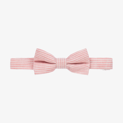 Tutto Piccolo Babies' Boys Pink Striped Linen Bow Tie