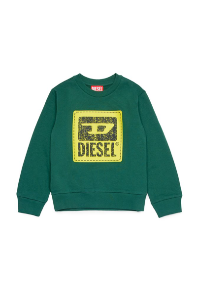 Diesel Kids Sbudy Logo Printed Sweatshirt In Green