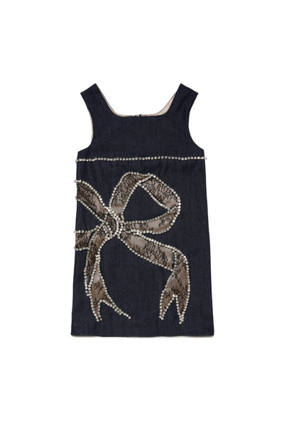 Dsquared2 Kids' Crystal-embellished Sleeveless Dress In Black