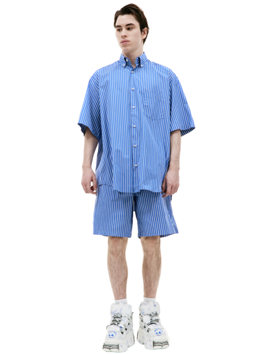 Vetements 条纹府绸衬衫 In Blue