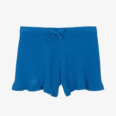 Molo Kids' Girls Cobalt Blue Knitted Cotton Shorts