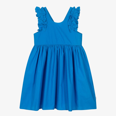 Molo Kids' Girls Blue Organic Cotton Ruffle Dress