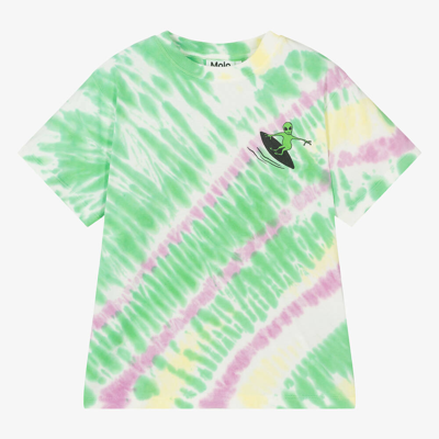 Molo Teen Boys Green Organic Cotton Tie-dye T-shirt