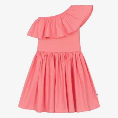 Molo Kids' Girls Pink Organic Cotton One Shoulder Dress