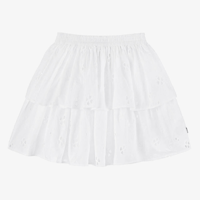 Molo Kids' Girls White Broderie Anglaise Organic Cotton Skirt