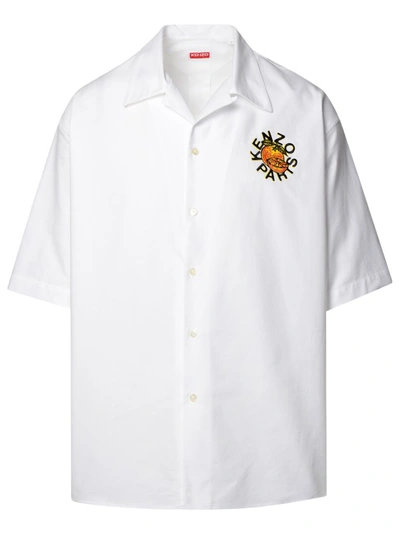 Kenzo Embroidered-logo Canvas Shirt In White