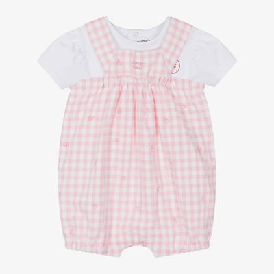 Kenzo Kids Baby Girls Pink Gingham Cotton Shorts Set