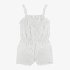 CHLOÉ GIRLS WHITE EMBROIDERED COTTON PLAYSUIT