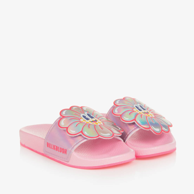 Billieblush Kids' Girls Pink Iridescent Flower Sliders In White